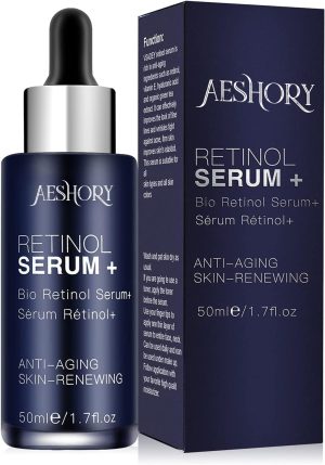 Aeshory Retinol Serum for Face/Neck/Eyes 50ml, High Strength with 5% Retinol, 30% Vitamin C, Vitamin E & Hyaluronic Acid - Anti Aging Facial Serum for Moisturizing, Fine Line,...