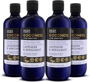 Baylis & Harding Lavender & Bergamot Natural Body Wash, 500 ml (Pack of 4) - Vegan Friendly