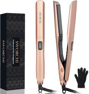 Hair Straighteners for Women 2 in 1 Hair Straightener and Curler Ceramic Plates Flat Iron with Adjustable Temperature LCD Display Straightening Styling Tool for Long Short Thick...