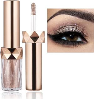 Glitter Eyeshadow Metallic Eye Shadow Liquid Dazzling Glitter Shiny Shimmer Diamond Pearlescent Eyeliner Liquid Eye Makeup Cosmetic Highly Pigmented Non-Greasy,Vegan (#06)