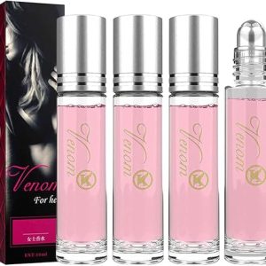 2pcs Venom pheromone perfume for women, roll-on pheromone infused essential oil perfume cologne for women to attract men (Pink)
