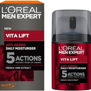 L'Oréal Men Expert Vita Lift, 5 Anti Ageing Actions, Pro-Retinol & Peppermint, Moisturiser, 50 ml