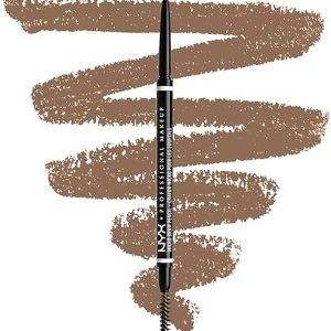 NYX Professional Makeup Micro Brow Pencil, Dual Ended with Mechanical Brow Pencil and Spoolie Brush, Vegan Formula, Shade: Taupe